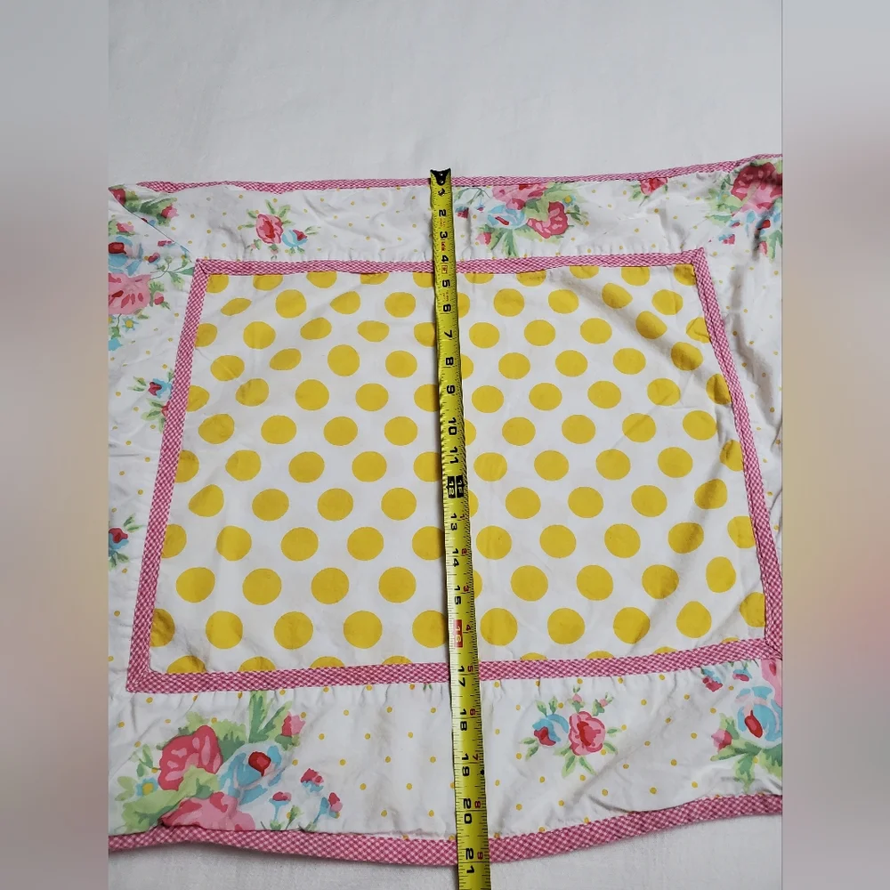 Rare Room Seven 2 Piece Sham Set Floral Print With Yellow Polka Dot's Boho Chic